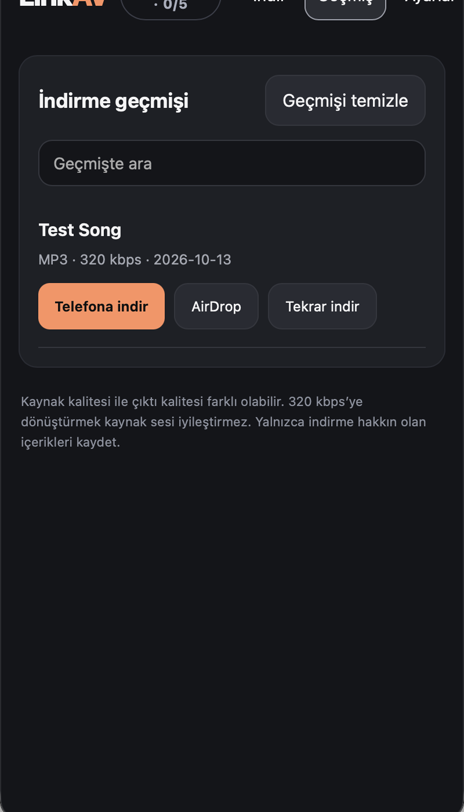 iPhone'da LinkAV